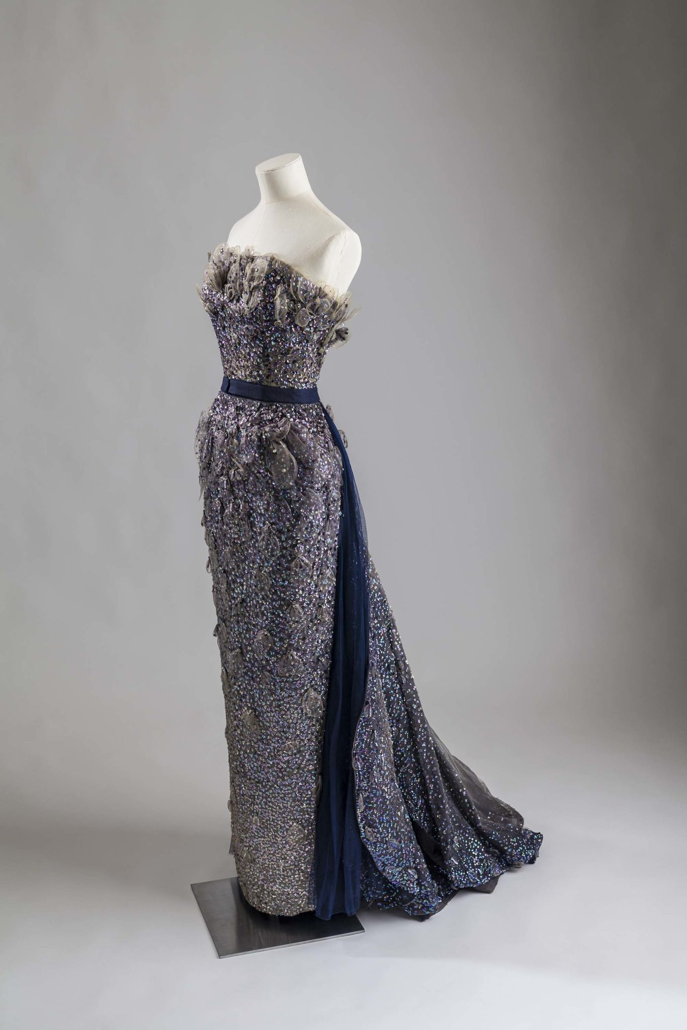 Christian Dior Ball Gown in black tulle and satin appliqué N 363404 Circa  1955 at 1stDibs