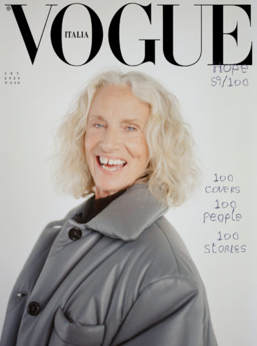 In contrast to last edition's white cover September 2020 Vogue