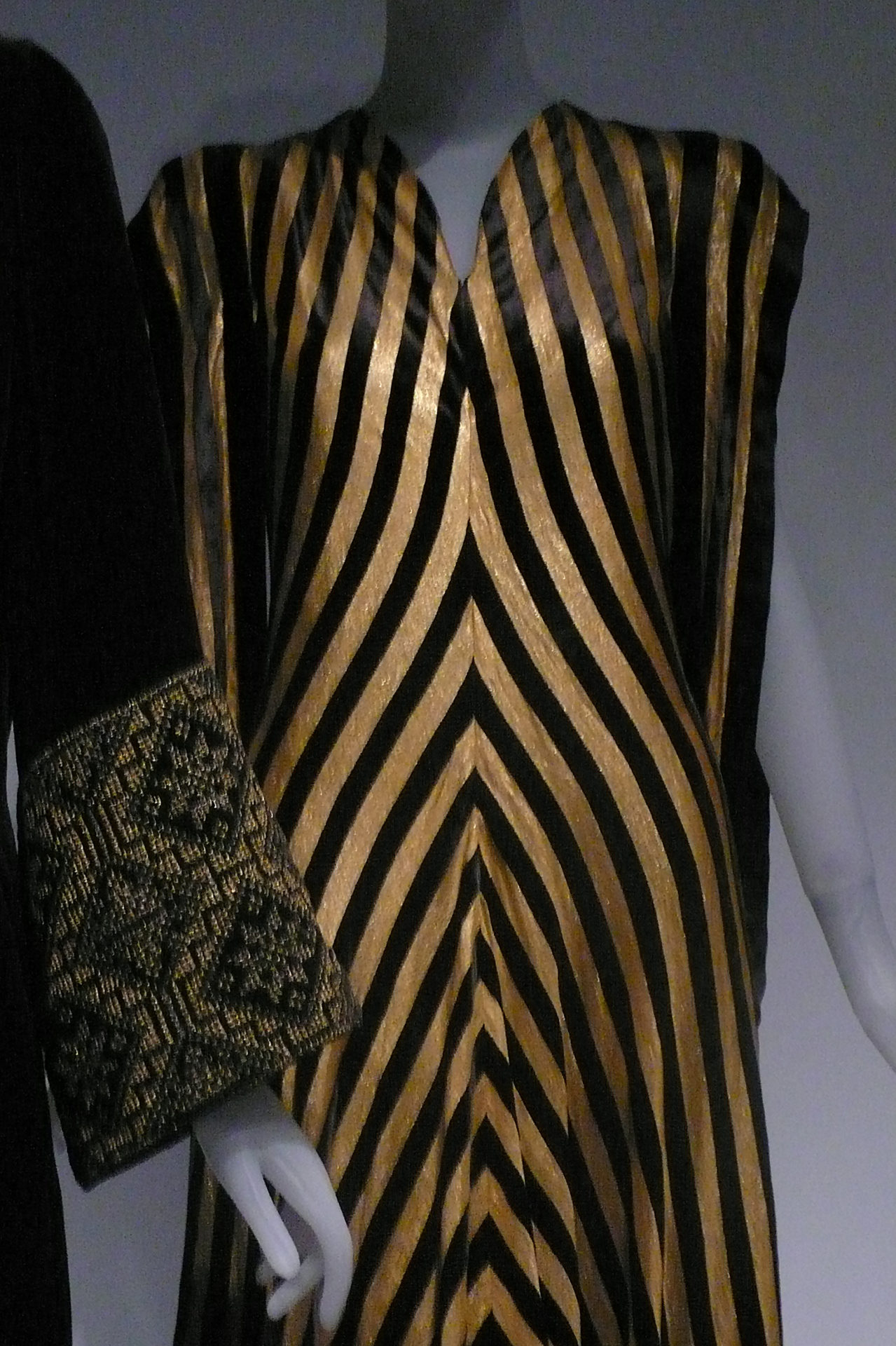 Valentina Gowns Valentina Schlee 1938 black silk velvet and gold metal lame  striped jacquard.JPG  A Shaded View on Fashion