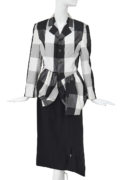 A Comme des Garçons black and grey ensemble, ‘Bonding’ collection, Autumn-Winter 1986-87 estimate_ £350-500. ©Kerry Taylor Auctions