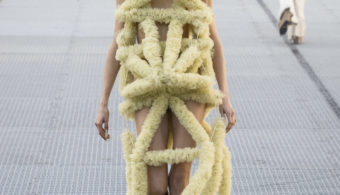 Model on the runway at the Rick Owens fashion show in Paris, Spring Summer 2027 Ready To Wear Fashion Week, Runway Look #045