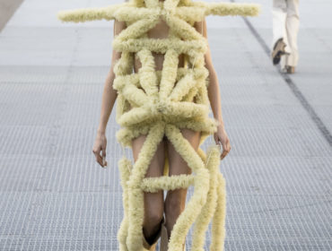 Model on the runway at the Rick Owens fashion show in Paris, Spring Summer 2027 Ready To Wear Fashion Week, Runway Look #045
