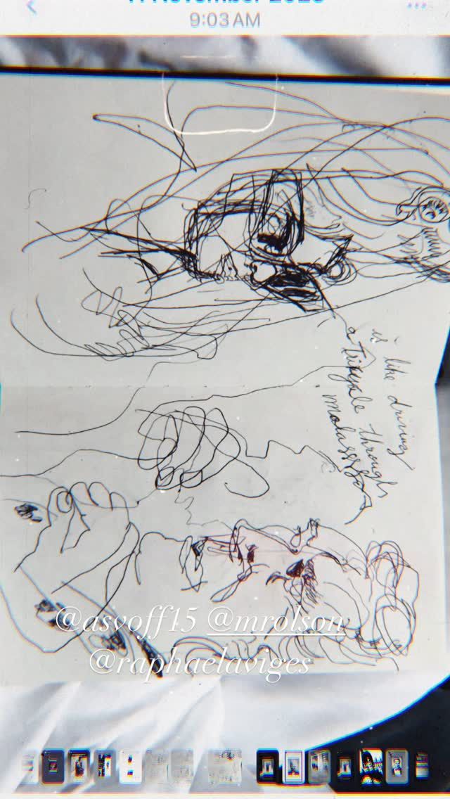 I remember this dinner at Camille across from @doverstreetmarketparis the illustration is of @mrolson and me but I can not remember if it is by @miguelvillalobosnyc and living in one of his sketch books ....both @mrolson and I love it