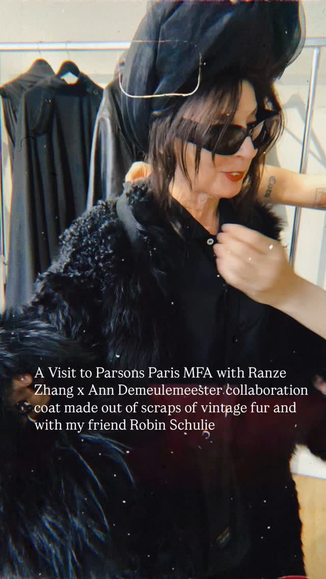 @zhangranze @robin_schulie_paris @parsonsparis A visit to the @parsonsparis #mfa #student presentatons Happy to hear the designer of the coat made of scraps of vintage fur has already had one of his designs worn on stage by @beyonce The project was a collaboration between @parsonsparis MFA students and @stefanogallici the #creativedirector of @anndemeulemeester_official