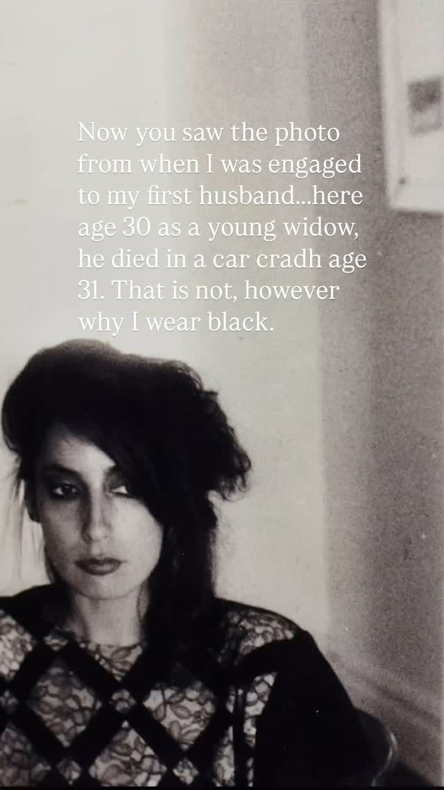 More ancient history from my closet...age 30 my first husband died, age 31, in a car crash. Much as people like to think that is the reason I always wear black, that is not the case. It is more attune to why Yohji and I wear black, it is a 'don't bother me, I won't bother you' quiet kind of color. #newyorkcity