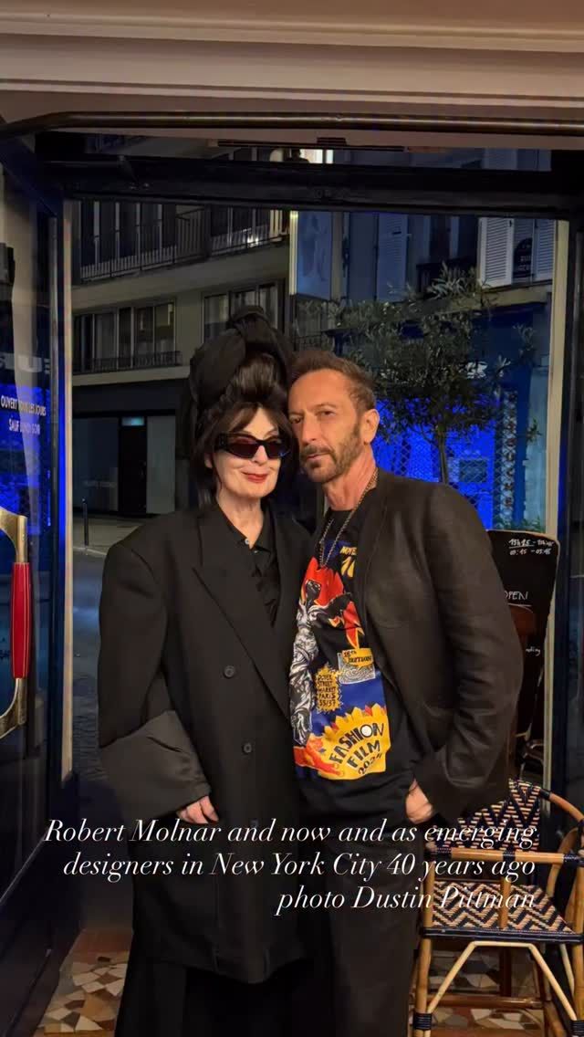 @robertmolnarnyc in #paris for #couture Friends from the days in #newyorkcity when we were emerging designers. Steven Sprouse on the ground hiding his face.