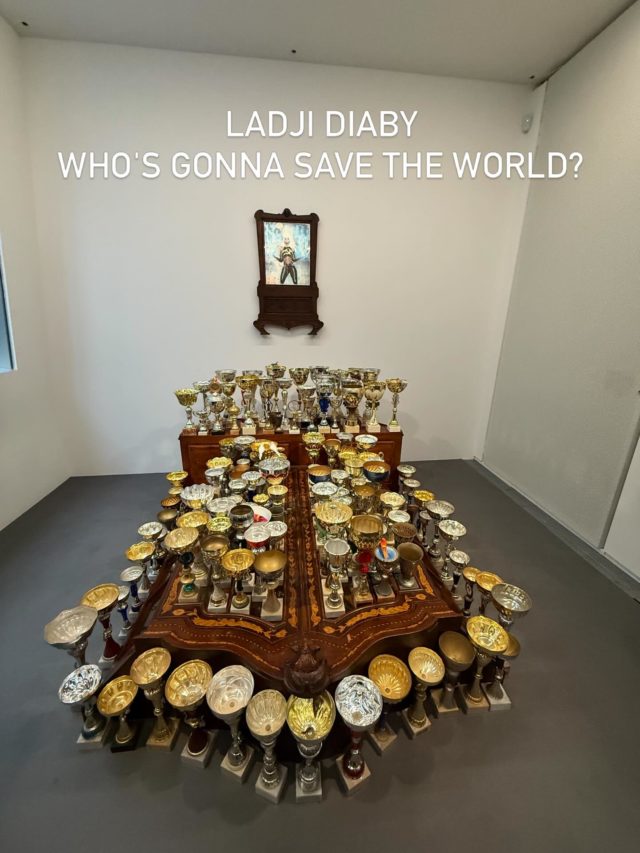 Ladji Diaby installations combine found objects, image and video. My favorite piece was the alter surrounded by trophies from dog shows. We all know  that the world is crumbling, Ladji's exhibition is called Who's Gonna Save the World? No one is a winner we have to save it together @lafayetteanticipations till July 19