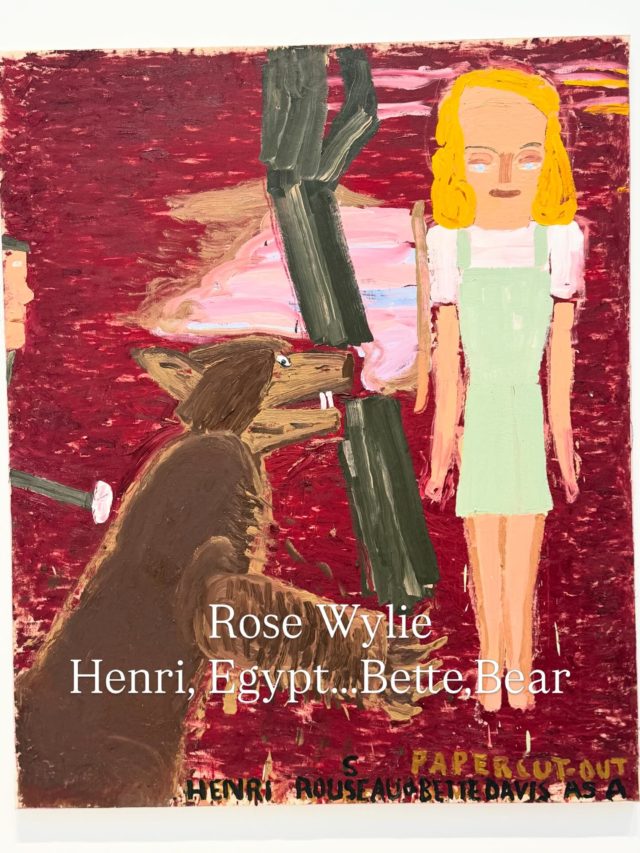 Rose Wylie @davidzwirner Wylie is a huge admirer of Bette Davis she loved her hooded eyes, her mouth, her face and her presence. This exhibition is an homage to Henri Rousseau's The Merry Jesters/Unpleasant Surprise and she replaces his nude figure with Bette Davis and exaggerates the bears claw. Rose Wylie was born in 1934 she has never been more visible than she is now. This is her first Paris show which collides with her solo show in London at the Royal Academy of Arts. She hit her stride from the 2000's onward. These two shows are a culmination and a kind of cannonisation of her status in both the UK and internationally. The show will be @davidzwirner till May 30 th 108 rue Vieille du Temple, Paris